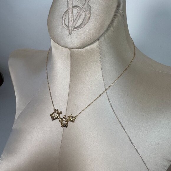 Gold-Plated Sterling Silver Turtle Family Pendant Necklace 18" - Picture 16 of 16